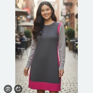 Eliza J Gray Dress with pink and green accents, XS
